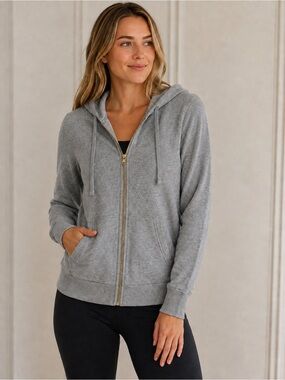 Cielo Gray Full Zip Hoodie Women’s Small Gold Zipper